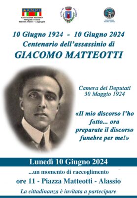 Commemorazione Giacomo Matteotti - locandina